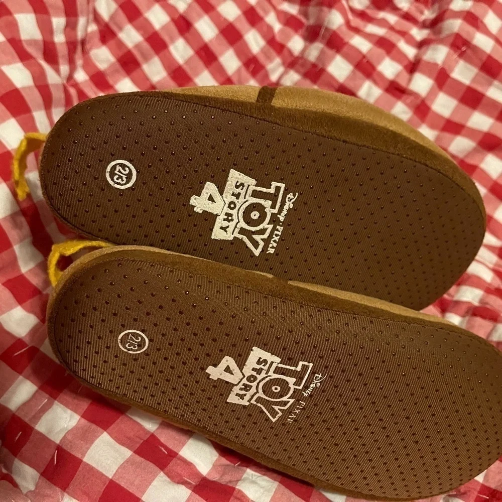 Toddler Toy Story 4 Soft Tan/Brown Ankle Slippers w/Spurs+ Woody Figure-Size 2/3